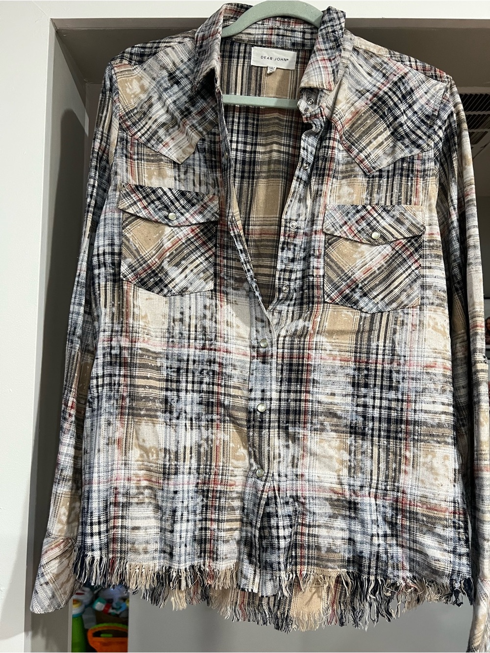 Black and Tan Plaid Button-Up Shirt - Dear John